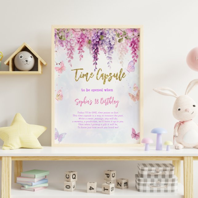 Wisteria Glitter Butterfly Birthday Time Capsule Poster (Creator Uploaded)