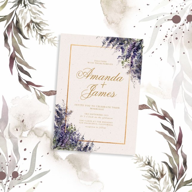 Wisteria Golden Frame Wedding Invitation (Creator Uploaded)
