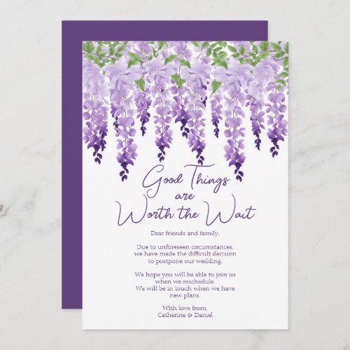 Wisteria Good Things Worth The Wait Wedding Holiday Card