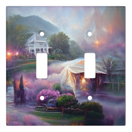 Wisteria House at sunset by the pond  Light Switch Cover