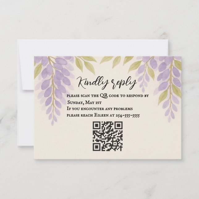 Wisteria Lane QR Code RSVP Card (Front)