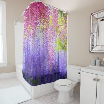 Wisteria Lavender Pink White Shower Curtain by funny_tshirt at Zazzle