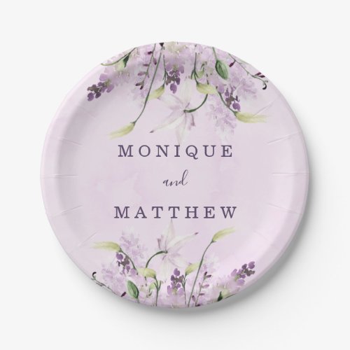 Wisteria Lavender White Rose Chic Wedding  Paper P Paper Plates