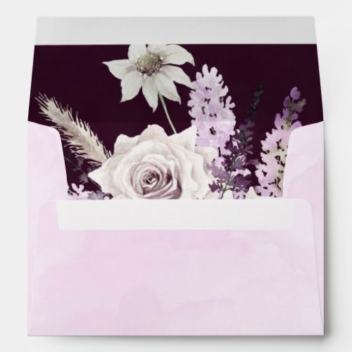 Wisteria Lavender White Roses Chic Wedding Envelope