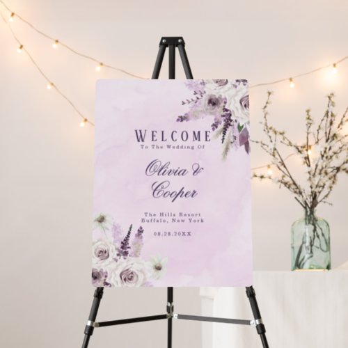 Wisteria Lavender White Roses Chic Wedding  Foam Board