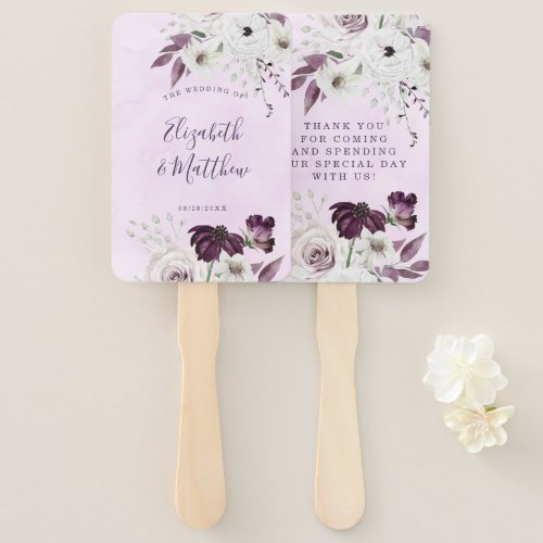 Wisteria Lavender White Roses Chic Wedding  Hand Fan