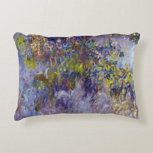 Wisteria left half by Claude Monet Decorative Pillow