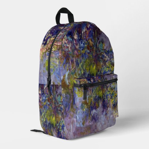 Wisteria left half by Claude Monet Printed Backpack