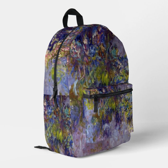 Wisteria (left half) by Claude Monet Printed Backpack (Back Corner Left)