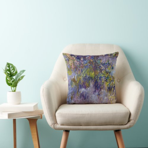 Wisteria left half by Claude Monet Throw Pillow