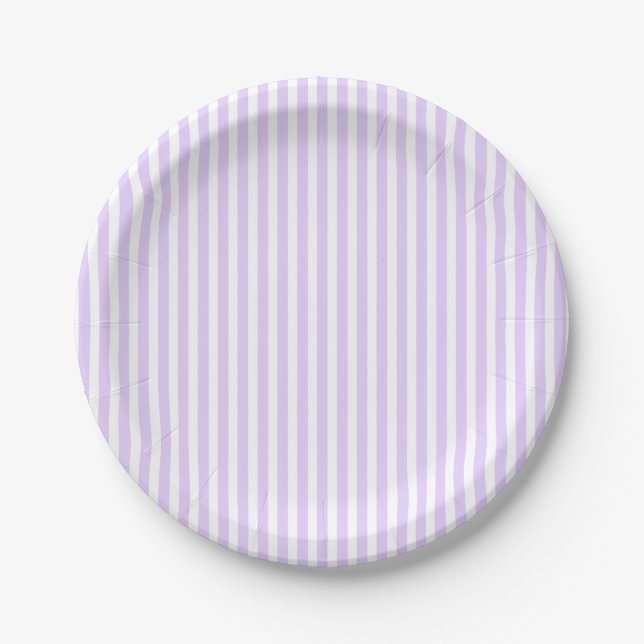 Wisteria Lilac Lavender Orchid & White Stripe Paper Plates (Front)