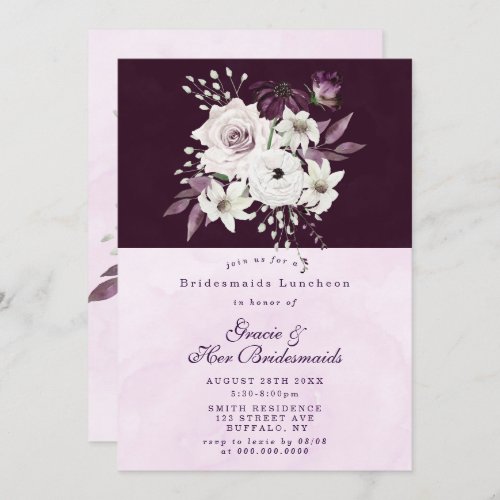 Wisteria Lilac Rose Bridesmaids Luncheon Invite