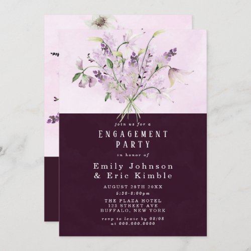 Wisteria Lilac Rose Flowers Engagement Party Invitation