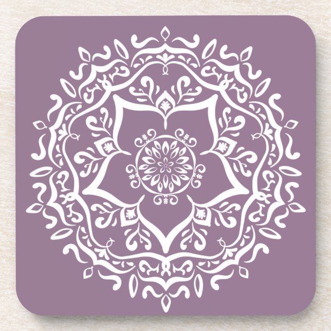 Wisteria Mandala Beverage Coaster (Front)