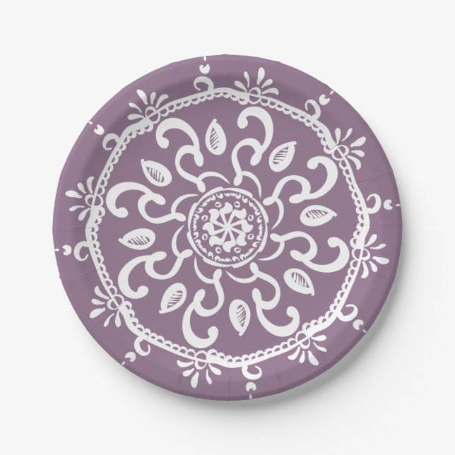 Wisteria Mandala Paper Plates (Front)