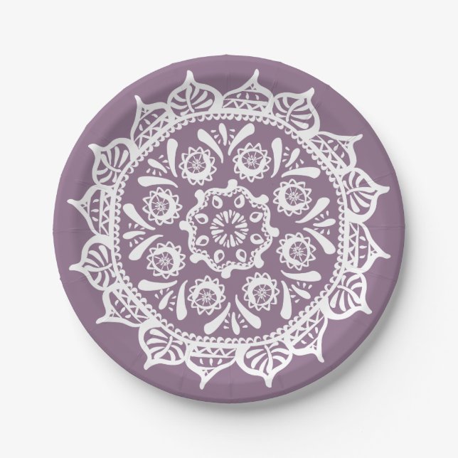 Wisteria Mandala Paper Plates (Front)