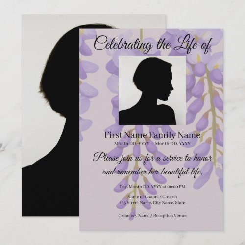 Wisteria memorial invitation