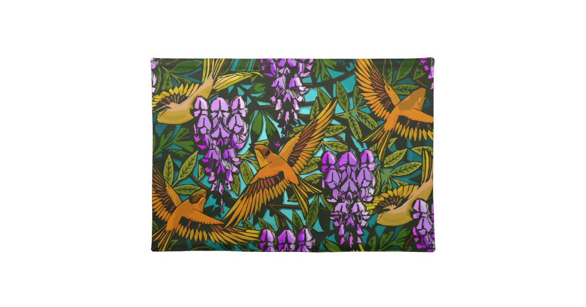 Wisteria 'n Birds (Cloth Placemat) Placemat | Zazzle