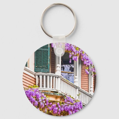 Wisteria on a Vintage Southern  Home in Savannah Keychain