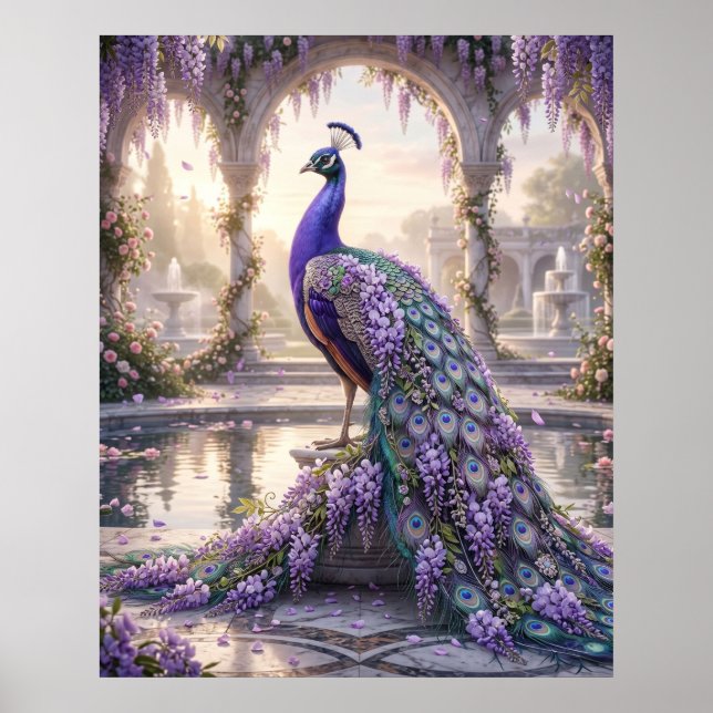 Wisteria Peacock Palace Dawn Poster (Front)