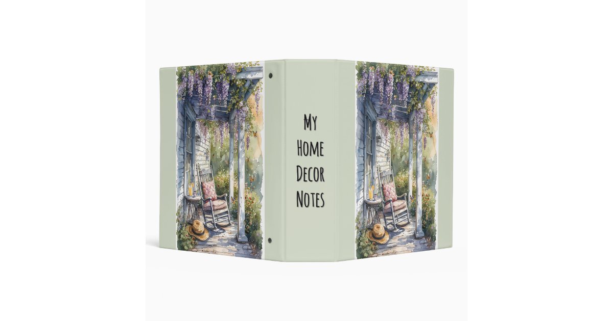 Wisteria Porch Rocking Chair Scene 3 Ring Binder | Zazzle