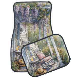 Wisteria Porch Rocking Chair Scene Car Floor Mat