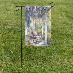 Wisteria Porch Rocking Chair Scene Garden Flag