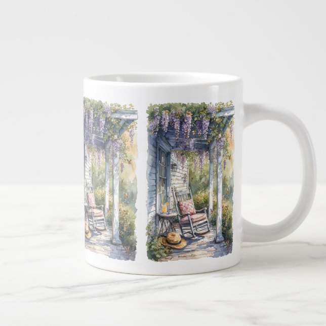 Wisteria Porch Rocking Chair Scene Giant Coffee Mug (Right)