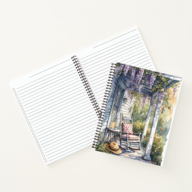 Wisteria Porch Rocking Chair Scene Notebook (Inside)