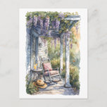Wisteria Porch Rocking Chair Scene Postcard