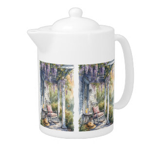 Wisteria Porch Rocking Chair Scene Teapot