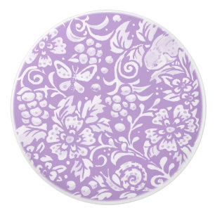 Wisteria Purple Bird Floral Insect Woodland Pretty Ceramic Knob