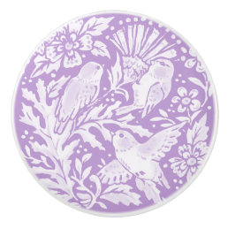 Wisteria Purple Bird Floral Leaf Woodland Pretty Ceramic Knob