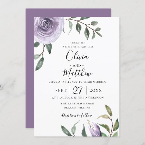 Wisteria Purple Botanical Wedding Invitation