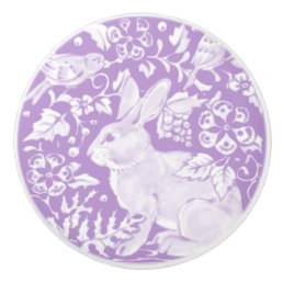 Wisteria Purple Bunny Rabbit Bird Woodland Animal  Ceramic Knob