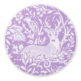Wisteria Purple Deer Bird Hedgehog Forest Woodland Ceramic Knob