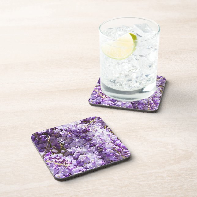 Wisteria Purple Floral Blossom Tree Violet Beverage Coaster (Right Side)