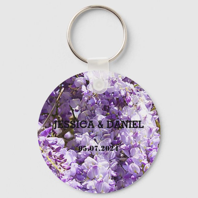 Wisteria Purple Floral Blossom Tree Violet Keychain (Front)