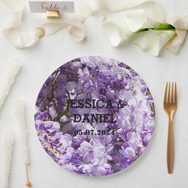 Wisteria Purple Floral Blossom Tree Violet Paper Plates (Wedding)