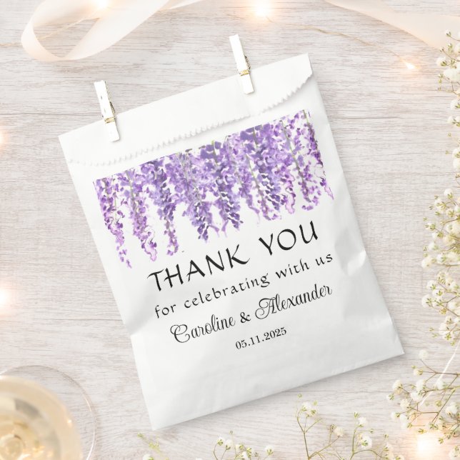 Wisteria Purple Floral Elegant Wedding Favor Bag (Clipped)