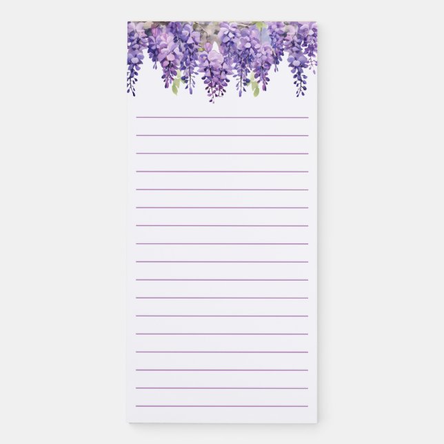 Wisteria Purple Floral Magnetic Notepad (Front)