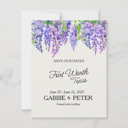 Wisteria Purple Flowers Botanical Garden Wedding Invitation