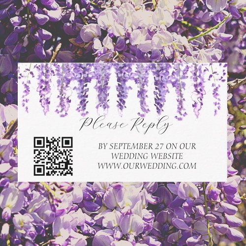 Wisteria Purple Flowers Floral Elegant Wedding  Enclosure Card