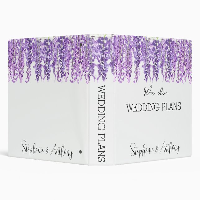 Wisteria Purple Flowers Spring Floral Wedding 3 Ring Binder (Background)