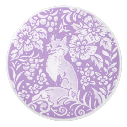Wisteria Purple Fox Floral Forest Woodland Ceramic Knob
