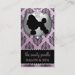 Wisteria Purple Jeweled Damask Dog Grooming/Spa Business Card