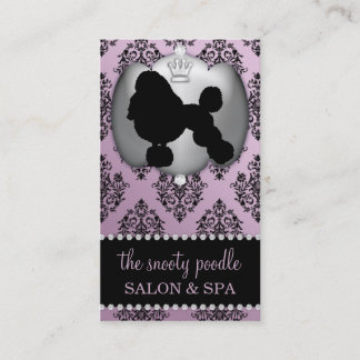 Wisteria Purple Jeweled Damask Dog Grooming/Spa Business Card