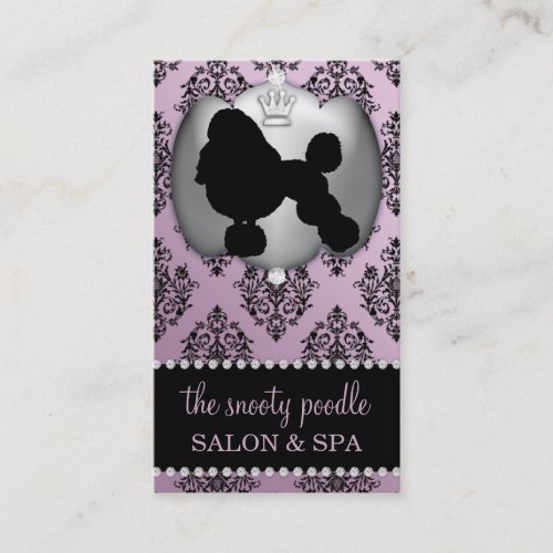 Wisteria Purple Jeweled Damask Dog Grooming/Spa Business Card Template