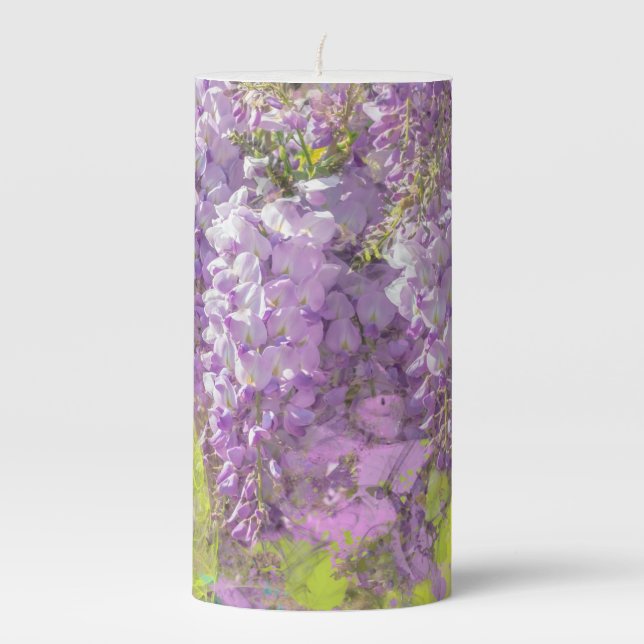 Wisteria purple rain  pillar candle (Front)