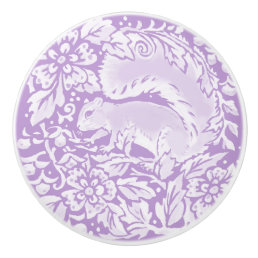 Wisteria Purple Squirrel Floral Forest Woodland  Ceramic Knob